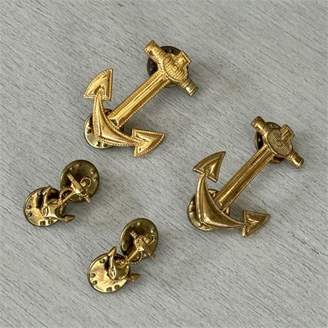 Vintage Official US Navy Anchor and Fouled Anchor Lapel Pins