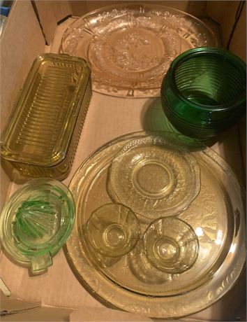 Vintage Colored Depression Glass Lot