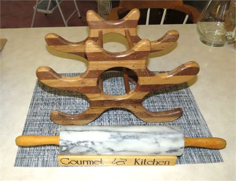 Wine Rack, Marble Rolling Pin