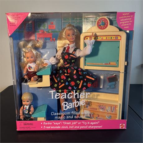 1995 Teacher Barbie Doll Set with Magic & Sound