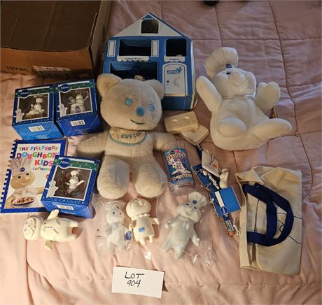 Mixed Pillsbury Dough Boy Collectors Lot - Plush, Ornaments, Bun Bun House & Mor
