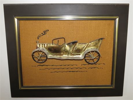 Framed Metal Car Sculpture