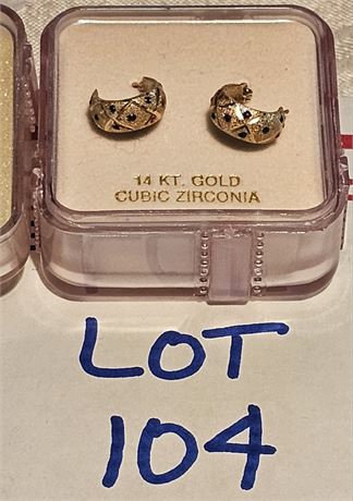 14K Multi-Stone Earrings 1.0 DWT