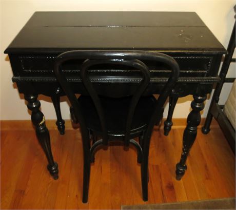 Antique Piano Desk With Chair