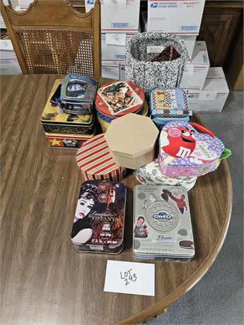 Mixed Tin & Box Lot- Sizes, Color & Style Vary