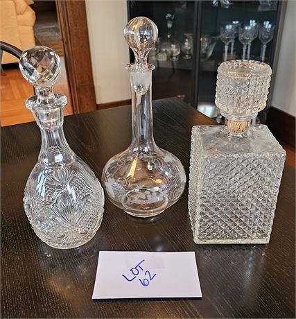 Liquor Decanters Etched Grape Diamond Cut & More