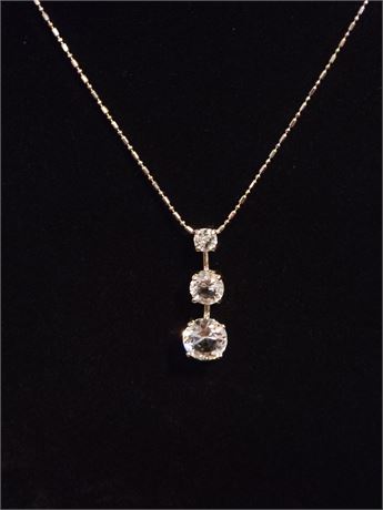 14K Swarovski 3- Stone Necklace