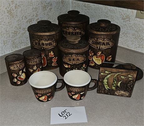 Treasure Craft Fall Apple & Pear Canister Set, Mugs, And Salt & Pepper Set