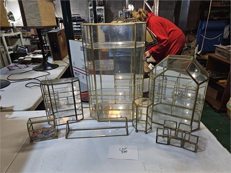 Mixed Glass & Brass Display Cases - Mixed Sizes