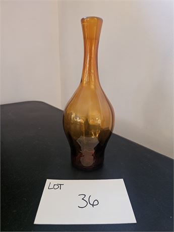 Blenko Optic Amber Art Glass Vase