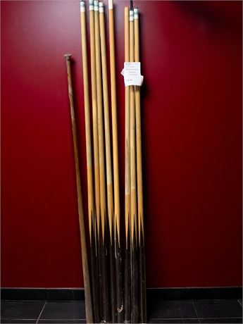 Wood Pool Stick Lot of 8