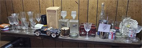 Mixed Barware, Wine, Mugs, Decanters, Beer Cans & More