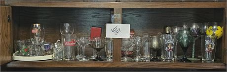 Mixed Barware- Advertising, HP Wine Glasses, Shots, Decanter & More