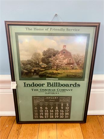 1942 Framed Farmhouse Art Calendar By The Osborne Company
