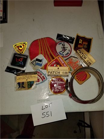 Vintage TWA Belt Size 38, Continental Patches, Ski Club Patches & More
