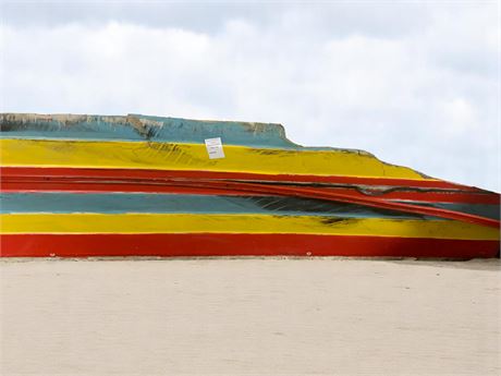 Wood Boat Hull Piece/Part - Painted In Horizontal Rainbow Striped Pattern
