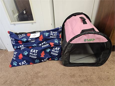 Medium Size Dog Bed & Folding Shep Pet Carrier