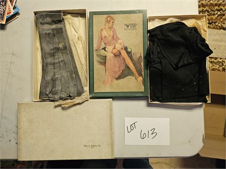 Ladies Vintage Leather Gloves & Black Munsing Wear Hosiery