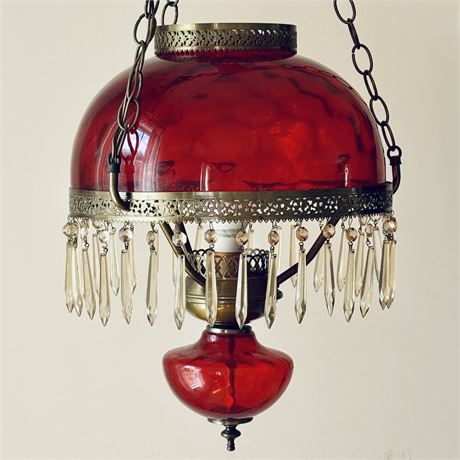 Antique Ruby Red Victorian Hanging Lamp Ceiling Light