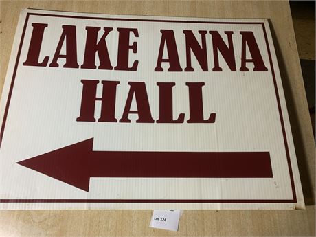 Lake Anna Hall Directional Sign W/Arrow