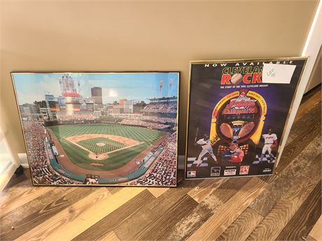 "Bob Feller" Cleveland Indians Signed Poster with Others & Stadium Poster