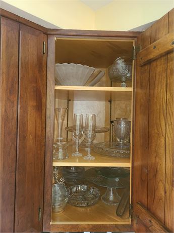 Kitchen Cupboard Cleanout: Clear Glass Lot - Footed Cakes/Bowls/Platters & More