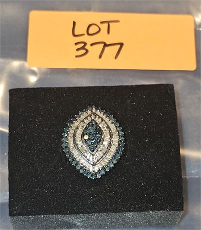 Sterling 925 CZ & Blue Topaz Ring Sz 10.5