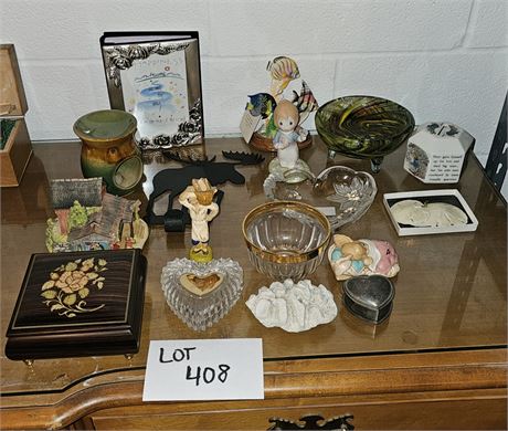 Mixed Lot: Mixed Figurines, Music Box, Photo Album & More