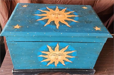 Handmade & Handpainted Wood Carved Celestial Box