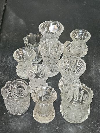 Mixed Lot of Pressed & Nu-Glass Toothpick Holders - Different Sizes & Patterns