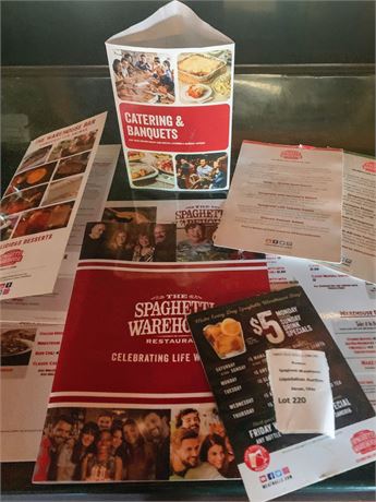 MEMORABILIA LOT - Spaghetti Warehouse Marketing & Menu Lot
