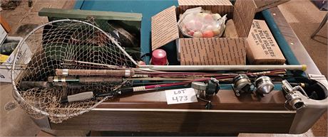 Mixed Vintage Fishing Lot- Mixed Poles, Lures, Bobbers & More