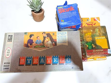 Board Games Including Stratego, Skunk, Good Ol Charlie Brown Schroeder Figurine