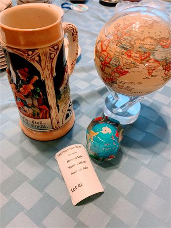 Ein Lustig Lied Beer Stein From West Germany, MOVA Globe in Antique Yellow
