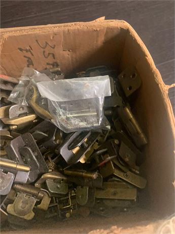 MCM Antique Look Brass-Finished Cabinet Hinge Hardware Lot