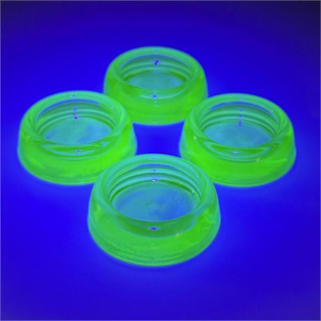 Set of 4 Vintage Hazel Atlas Uranium Glass Furniture Coasters