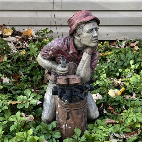 Cement Golfer Outdoor Lawn and Garden Statue - Approx. 30"T