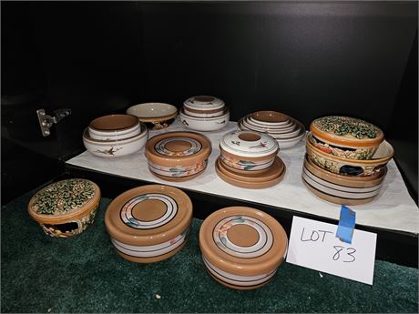 Mixed Clay Glazed Hand Painted Soups with Lids / Bowls & More