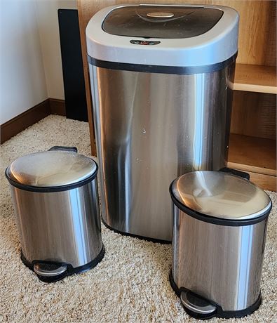 3-Piece Stainless Steel Trashcans