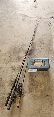 Mixed Fishing Lot- Zebco, Silstar Reels & Pole & Mixed Tackle Box