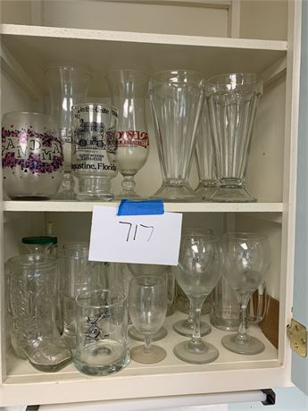 Glassware Cabinet Clean Out Lot Sundae Cups Wine & Souvenir Glasses and More