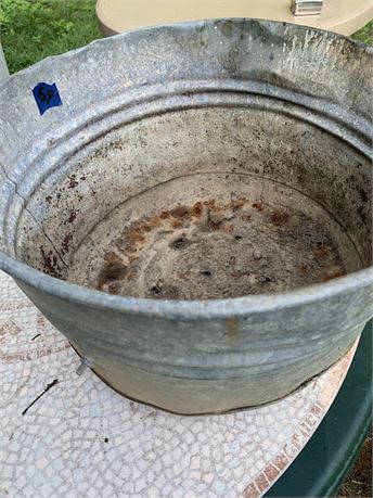 Silver Metal Galvanized Wash Tub Planter