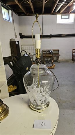 Clear Glass Painted Floral Lamp