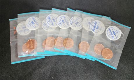 (9)- 1964 Uncirculated Philadelphia Mint Pennies