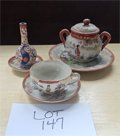 Vintage 50's Mixed Asian Inspired Teacup, Sugar & More