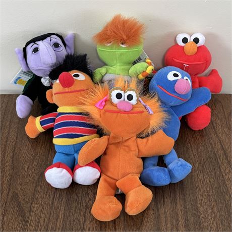 1997 TYCO Sesame Street Beanies, Bean Bag Plush Lot - With Tags!