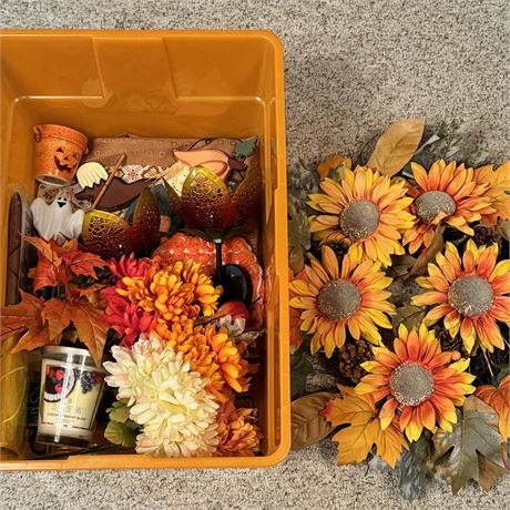 Fall Decor Complete with Storage Tote