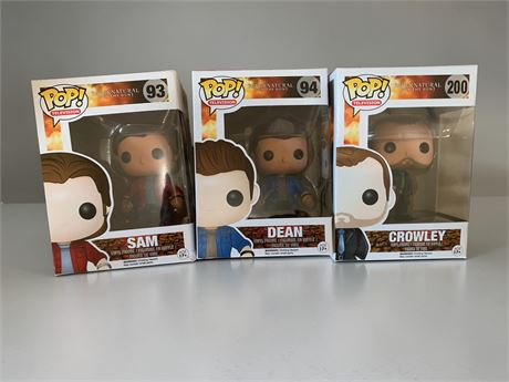 Supernatural Funko Pop! Vinyl Sam Winchester Figures #93, #94 & Crowley #200
