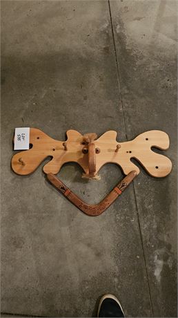 Wood Moose Coat / Hat Rack