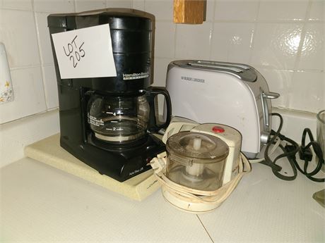 Hamilton Beach 4Cup Coffee Maker/B&D Toaster/Betty Crocker Chopper